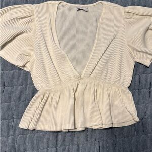 Urban Outfitters Cream Puff Sleeve Blouse